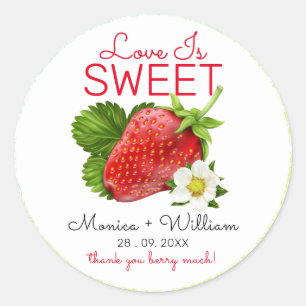 Sticker Rond L'amour est un Mariage de fraises sucrées
