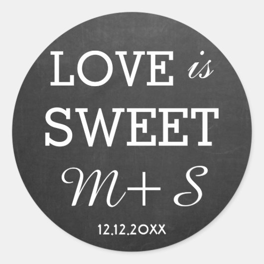 Sticker Rond L'Amour Est Un Mariage Doux Faveurs Chalkboard Mon (Devant)
