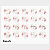 Sticker Rond L'amour est un Mariage Floral rose doux (Feuille)