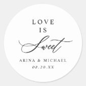 Sticker Rond L'Amour Est Un Mariage Sucré Faveur (Devant)