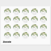 Sticker Rond L'Amour Est Vert Doux Blanc Floral Mariage (Feuille)