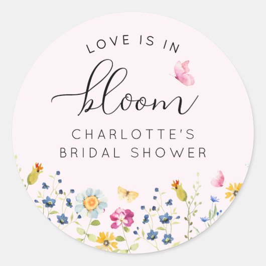 Sticker Rond L'amour fleuri rose est en fleur (Devant)