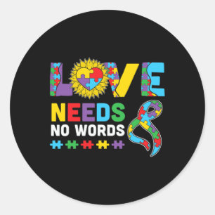 Sticker Rond L'amour n'a pas besoin de mot Asl Sensibilisation