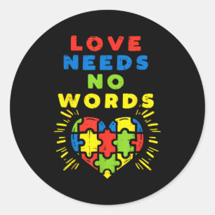 Sticker Rond L'amour n'a pas besoin de mots Casse-tête en forme