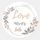 Sticker Rond L'amour ne manque jamais Corinthiens 13 verset bib (Devant)