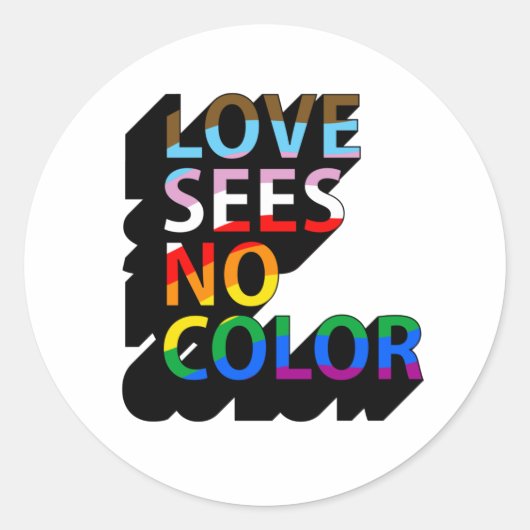 Sticker Rond L'amour ne voit aucune couleur (Devant)