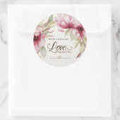 Sticker Rond L'amour n'échoue jamais Bible Verse Mariage rose F (Sac)