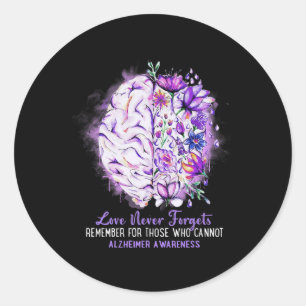 Sticker Rond L'amour n'oublie jamais Alzheimer Sensibilisation