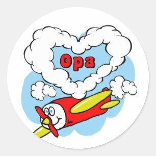 Sticker Rond L'amour Opa badine l'avion