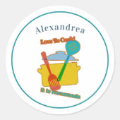 Sticker Rond L'Amour Pour Cuire C'Est Fait À La Main Dit (Devant)