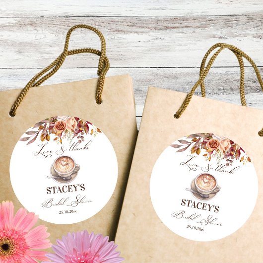 Sticker Rond L'amour prépare le café, faveur de douche de maria