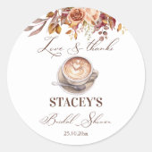 Sticker Rond L'amour prépare le café, faveur de douche de maria (Devant)