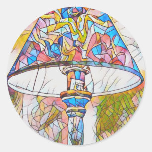 Sticker Rond Lampe en verre peint cool