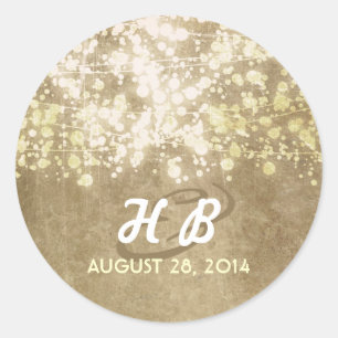 Sticker Rond lampes à cordes en feuille d'or mariage rustique