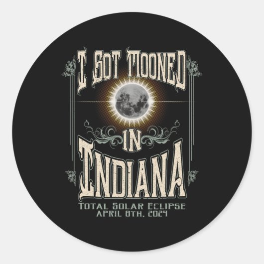 Sticker Rond Lancé En Indiana Total Solar Eclipse 2024 (Devant)