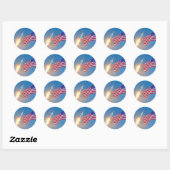 Sticker Rond Lancement d'Apollo 11 avec le drapeau américain (Feuille)