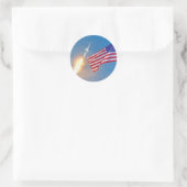 Sticker Rond Lancement d'Apollo 11 avec le drapeau américain (Sac)