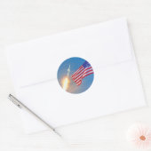 Sticker Rond Lancement d'Apollo 11 avec le drapeau américain (Enveloppe)