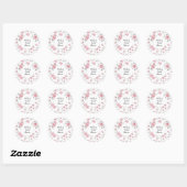Sticker Rond Lancement de bouquet de mariage aux roses roses (Feuille)