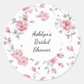 Sticker Rond Lancement de bouquet de mariage aux roses roses (Devant)