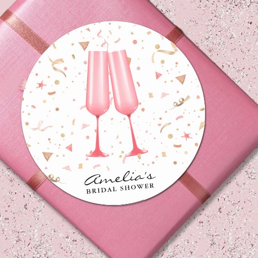 Sticker Rond Lancement de Champagne Rose pour une Mariée