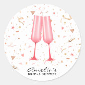 Sticker Rond Lancement de Champagne Rose pour une Mariée (Devant)