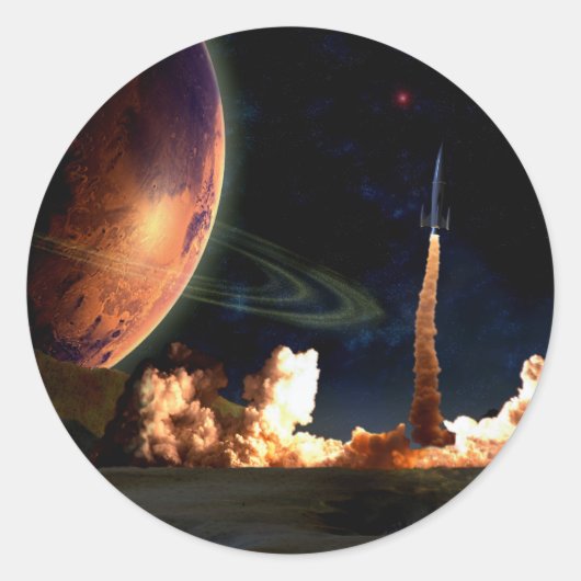 Sticker Rond Lancement de fusée (Devant)