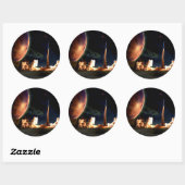 Sticker Rond Lancement de fusée (Feuille)