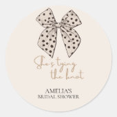 Sticker Rond Lancement de la mariée avec un nœud beige  (Devant)