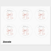 Sticker Rond Lancement de mariage au ruban rose élégant (Feuille)
