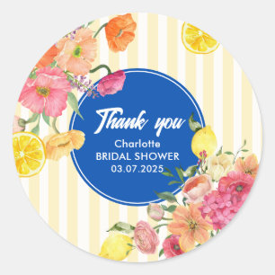 Sticker Rond Lancement de mariage aux agrumes de citron aquarel