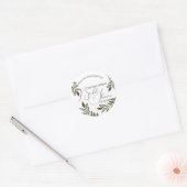 Sticker Rond Lancement de mariage avec branche de feuilles à l' (Enveloppe)