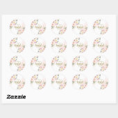 Sticker Rond Lancement de mariage floral aquarelle rose (Feuille)