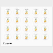 Sticker Rond Lancement de mariage floral de poire parfait aquar (Feuille)