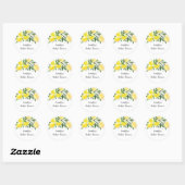 Sticker Rond Lancement de mariage Gold et Citron feuillu (Feuille)