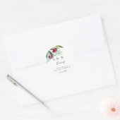 Sticker Rond Lancement de mariage tropical calligraphié Sip Sip (Enveloppe)