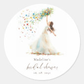 Sticker Rond Lancer de fleurs de mariage à l'aquarelle (Devant)