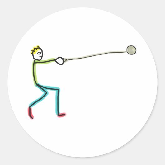 Sticker Rond Lancer du marteau Stickman (Devant)