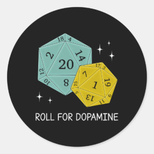 Sticker Rond Lancer Pour Dopamine Dnd Neurodiversité D20 Dés Au