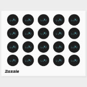 Sticker Rond Lanceur de softball bleu clair Rythme cardiaque - (Feuille)