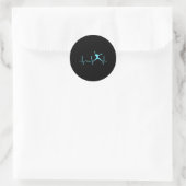 Sticker Rond Lanceur de softball bleu clair Rythme cardiaque - (Sac)