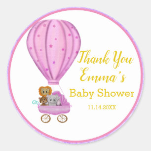 Sticker Rond Landau de bébé montgolfière Merci