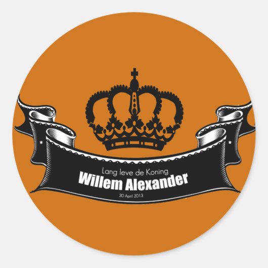 Sticker Rond Lang leve de Koning (Devant)