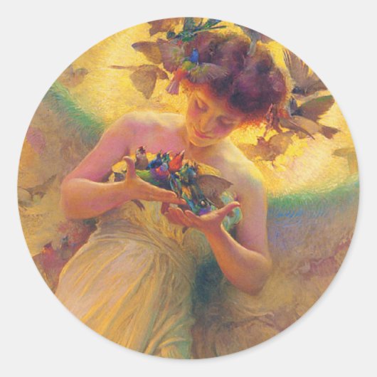 Sticker Rond L'ange des oiseaux (Devant)