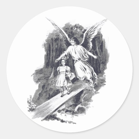 Sticker Rond L'Ange Garder Une Fille (Devant)