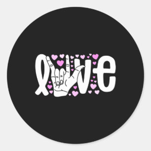 Sticker Rond Langue des signes Aimer ASL Être Sourd Sensibilisa