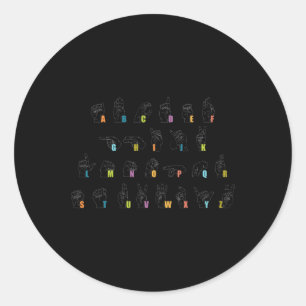 Sticker Rond Langue des signes Alphabet Conception Sourde Consc