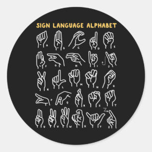 Sticker Rond Langue des signes américaine Alphabet Asl Rétro So