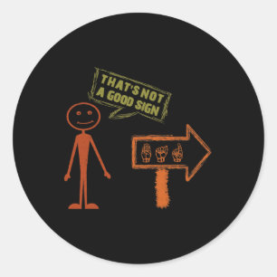 Sticker Rond Langue des signes ASL Amérique de la main Talking 