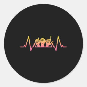 Sticker Rond Langue des signes Caricature Enseignant Sourde Sen